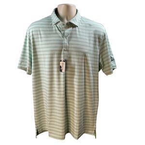 Johnnie O Polo Shirt Mens Large Striped Performance Golf Preppy Casual‎